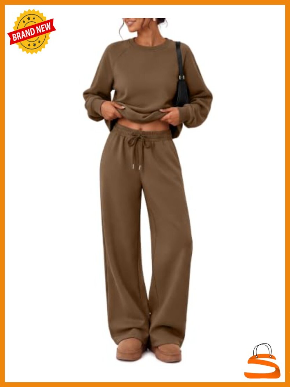 2 Piece Sweatsuit Set Wide Leg Pants Raglan Pullover Lounge